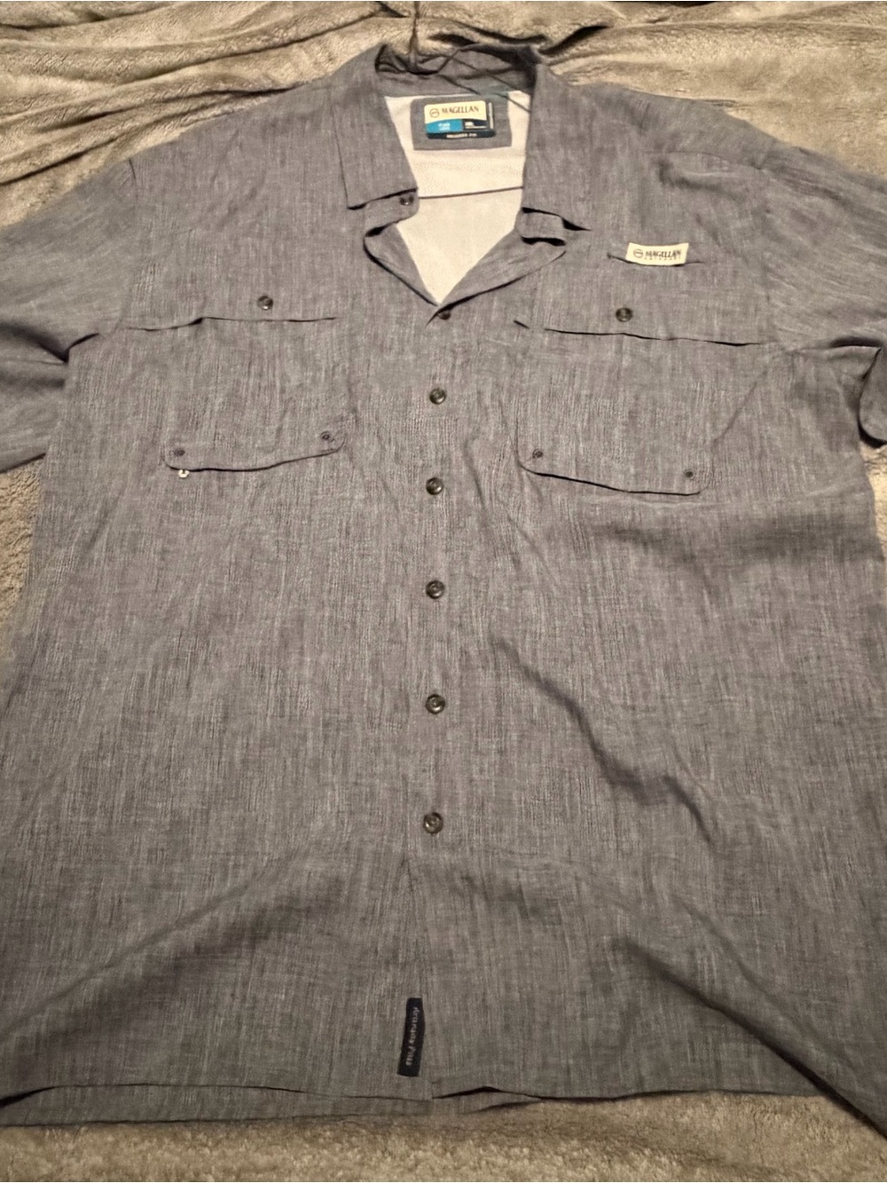 Magellan Outdoors Men's Short-Sleeve Button Front Shirt - Gray